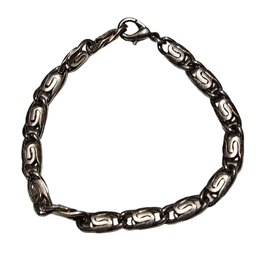 Vintage Elegant Silver Tone Link Bracelet Classic Minimalist Fashion Jewelry